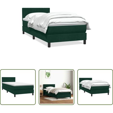 Sommeil réparateur - Sommier à lattes de lit et matelas vert foncé 80x220 cm velours (1/5)