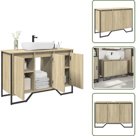 Armadio da bagno - vidaXL Mobile Lavabo Bagno Rovere Sonoma 91x35x60 cm in Truciolato - Armadietto in legno