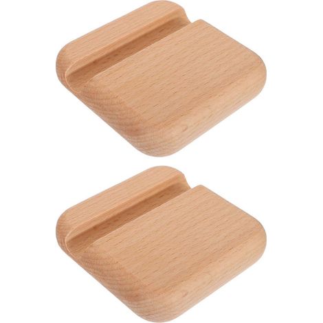 Support de bureau pour téléphone et tablette, en bois de hêtre, design simple, lot de 2 pièces (1/5)