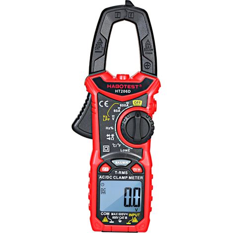 HABOTEST Pince Ampèremétrique Numérique AC/DC pour Mesure Tension AC/DC, Courant AC/DC, Fréquence, Cycle de Service, Diode, Résistance, Continuité, Test Transistors, NCV Multimètre à Pince (1/2)