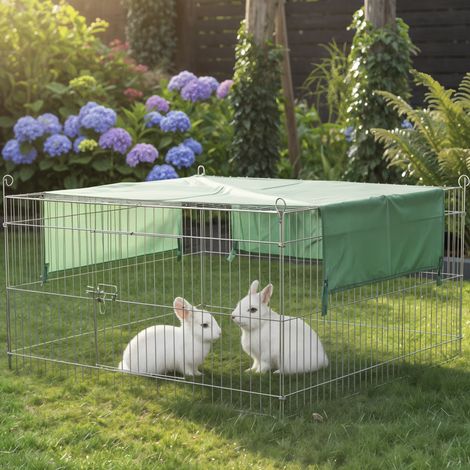 Parc Enclos Extérieur grillage en métal pour lapin, poule,cochon d'inde Taille S Carré été 2529