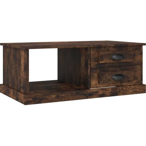 Mesa de centro madera contrachapada roble ahumado 90x50x35 cm vidaXL (1/5)