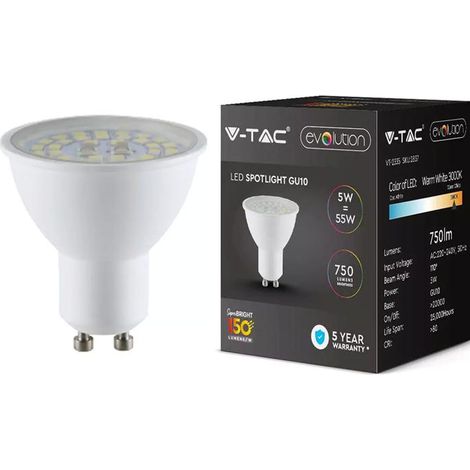 Lampada Led GU10 5W 800LM 220V 110 Gradi Caldo 3000K 160LM/W Massimo Risparmio SKU-2837 (1/10)
