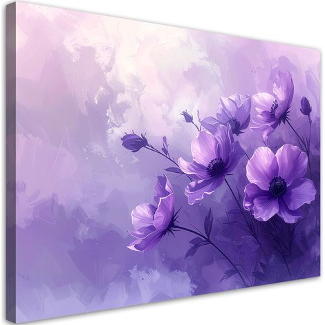 Quadro su tela Fiori viola su sfondo lavanda 30x20 (1/5)