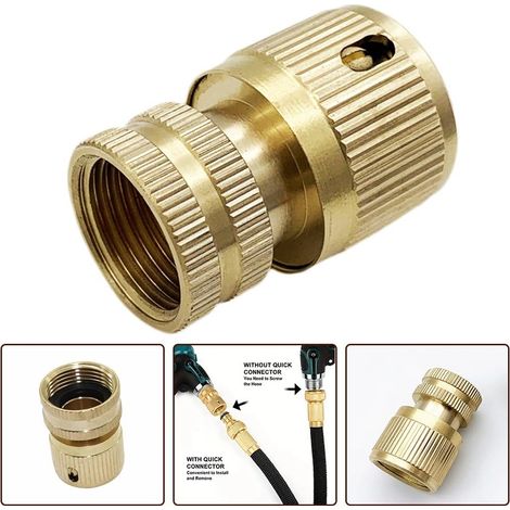 Raccords rapides en laiton – Adaptateur de débit fileté femelle 1/2 pouce pour tuyaux d'arrosage – Raccord métallique robuste pour arroseurs, buses et robinets – Connexion sécurisée et étanche (1/4)