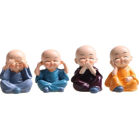 figuras de monje lindas, estatua pequeña de resina, Buda sabio de Kung Fu, adorno artesanal creativo para el hogar, la oficina, el coche, decoración de interiores, muñecas, juguete de regalo. (1/5)