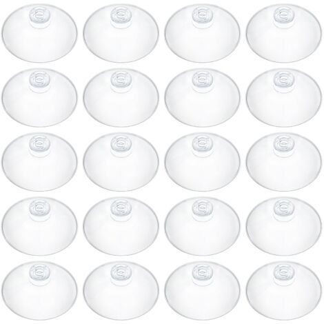20 ventose in plastica trasparente (5,5 cm) per organizzare e decorare la casa - Ventose adesive per finestre e porte in vetro del bagno. (1/4)
