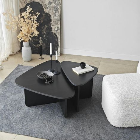 Table basse gigogne noire, triangle organique (x2) MARFA (1/5)