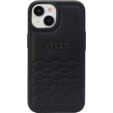 Custodia per iPhone 15 Plus Audi GT in pelle sintetica nera (1/4)