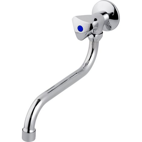 Le Sanitaire – Robinet lavabo mural orientable 1/2'' – Laiton chromé – Bec en S orientable 200 mm avec gicleur mélangeur – Raccord 1/2'' FM