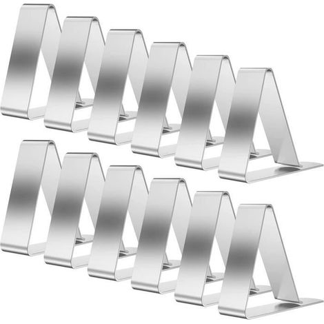 KLVGTIFS PU - Pinces à Nappe Exterieur,Clip Nappe Table Réglable, Nappe Clips Acier Inoxydable,Nappe Table de Jardin, Clip Table Nappe, 12 Pièces (1/4)