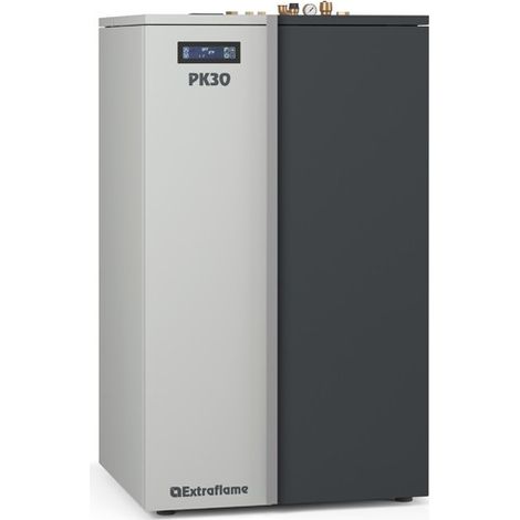 Extraflame PK30 Caldaia a Pellet 30 kW Serbatoio 75 Kg Wi-Fi Display Black Mask (89.2x139.8x74.5 cm) colore Bianco (1/2)
