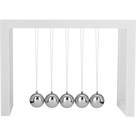 Boule pendule en métal pour décoration de bureau à domicile, jouet éducatif scientifique de physique, ornement blanc (1/5)