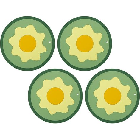 Juego de 4 salvamanteles decorativos con diseño de huevo frito, salvamanteles anti-quemaduras para cubiertos y cuencos de cocina. (1/5)