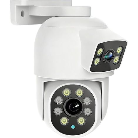 Caméra dôme PTZ réseau WiFi + POE Rj45 8MP 4K ICsee, Surveillance de sécurité, Suivi à 360 °, Vision Nocturne Couleur for l'extérieur et la Maison(8MP POE 64G Card) (1/5)