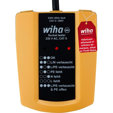 Wiha Testeur de prise de courant 230 V AC, CAT II (45220)