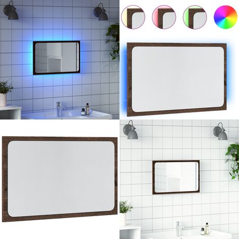 vidaXL Miroir de salle de bain à LED chêne marron bois d'ingénierie
