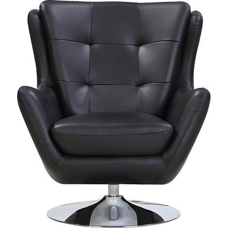 Fauteuil pivotant en cuir de buffle noir ANABA (1/4)
