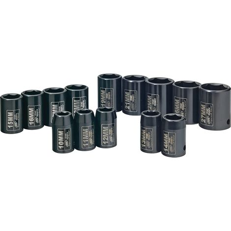 Ingersoll Rand SK4M14N Set di bussole metriche a percussione profonda con azionamento da 1/2", acciaio, resistente, finitura nera per alte prestazioni (1/3)