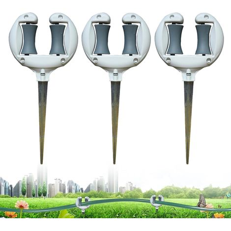 Guida per tubo da giardino in 3 pezzi - 27 cm, in ABS antiruggine e metallo, supporto a rullo per tubo da giardino, picchetti guida per tubo da giardino, accessori per tubo da giardino - Bianco