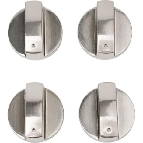 Lot de 4 boutons de cuisinière à gaz en alliage de zinc pour cuisinière, four et plaques électriques – 6 mm de diamètre, finition argentée (1/5)