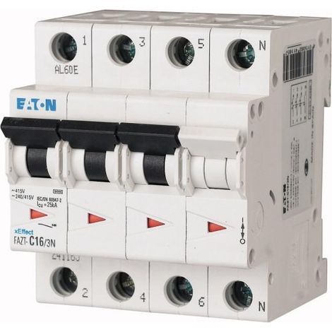 Disjoncteur modulaire 4A 3Np courbe C 000241135 EATON FAZT C4/3N