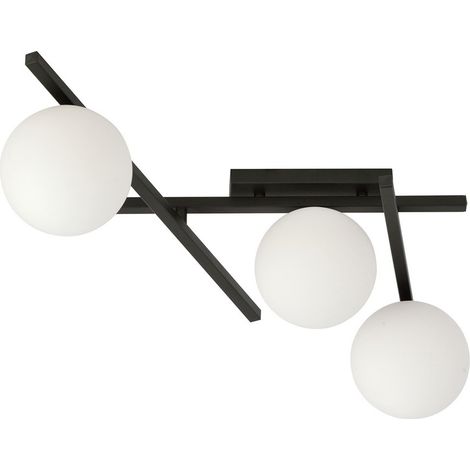 Lampada a Soffitto Smart, Acciaio verniciato a polvere, Vetro, Nero, Bianco, 51x25x50 cm