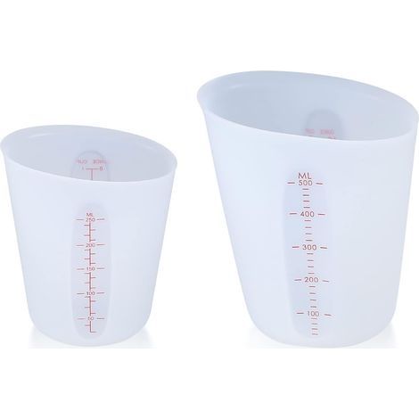 2 Pièces Tasses Mesurer Silicone, Tasses Mélanger 250/500 ml avec échelle, Mesure de Tasse, Pichets à Mesurer pour Moules Coulée Résine époxy, Artisanat, Bricolage Main, Laboratoire