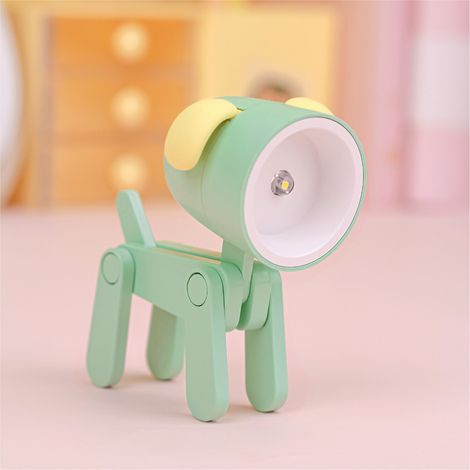 Lampe torche créative chiot vert mini veilleuse vent cadeau d'étudiant dessin animé animal pliable petite lampe de bureau avec oreilles