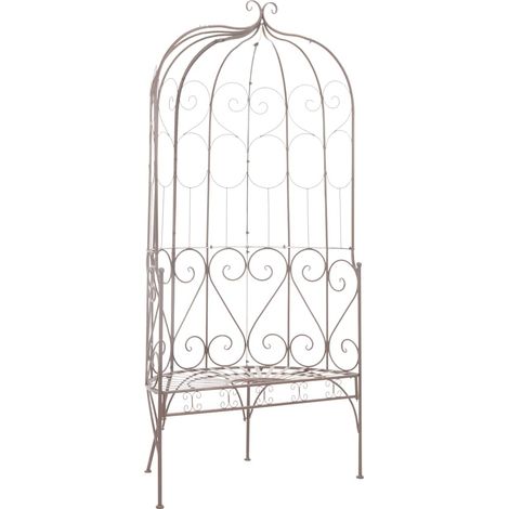 Banc de Jardin pour Terrasse et Cour en Fer Forgé Style Ancien Marron Antique 95 cm - PANGIVO (1/5)