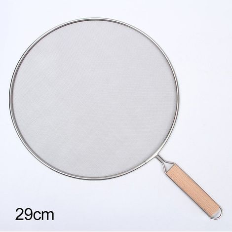 Ecran Anti-Éclaboussures - Treillis En Acier Inoxydable - Pour Poêles Et Casseroles - Diamètre 33 Cm - Poignée En Bois (1/5)