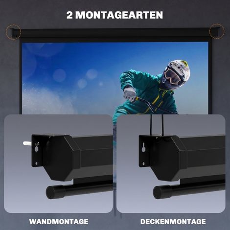 Projektionsleinwand 84 Zoll 4:3 HD 4K aus Kunststoff und Metall, schwarz (1/2)
