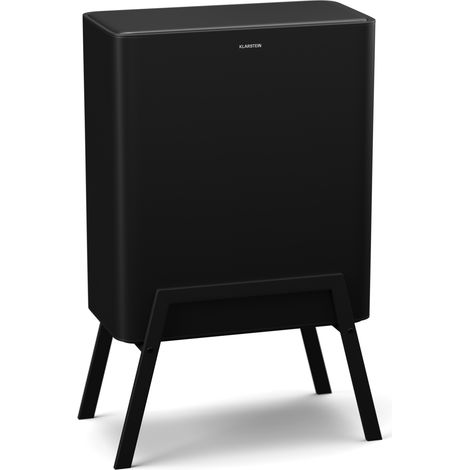 Klarstein Yuma Mülleimer - 30L Abfalleimer mit Geruchsfilter, Druckknopf, Herausnehmbarer Inneneimer, Stilvolle Füße, Schwarz - Mülleimer Küche