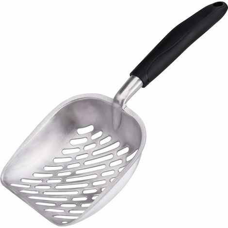 Metal Litter Scoops Aluminum Alloy Cat Litter Scoop with Long Handle Easy to Clean for Pets, Twill Stripes (1/5)