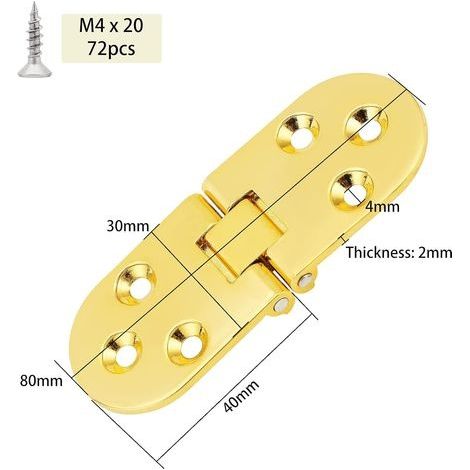 Möbelscharnier, 12 Stück Klapptischscharniere, 180-Grad-Scharnier, Klappscharnier mit Schrauben (1/4)