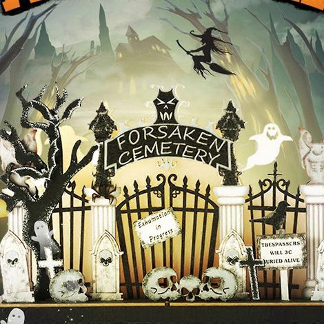 Décoration fantôme en bois pour cimetière d'Halloween, idéale pour une maquette en bois créative. (1/4)