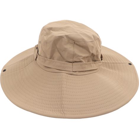 Chapeau de pêche UPF 50 protection UV réglable imperméable polyvalent chapeau seau large bord pour pêche en extérieur kaki (1/5)