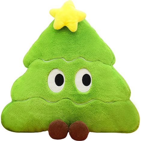 Coussin de Noël en forme de sapin, peluche décorative avec étoile, jouet doux et mignon, coussin festif pour maison, canapé, chambre, cadeau et décoration de Noël (45cm0.3kg (1/5)