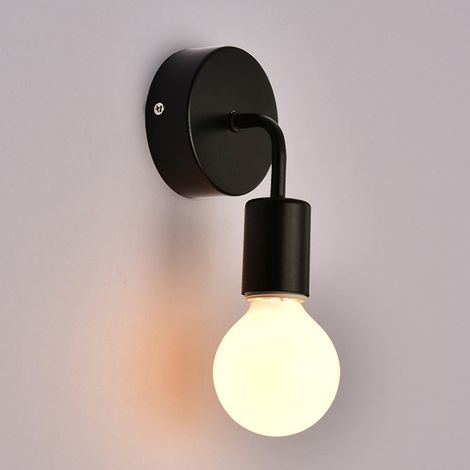 Lampada da Parete Industriale Metallo Ferro , Applique da Parete E27 Nero per Camera da Letto Soggiorno Corridoio Cucina (Senza Lampadine) - 1 pezzo (1/5)