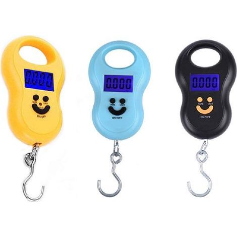 (3 pièces) Balance numérique portable de poche 50 kg/10 g LCD, crochet électronique à main, ceinture, bagages, balance suspendue, rétroéclairage, pesage