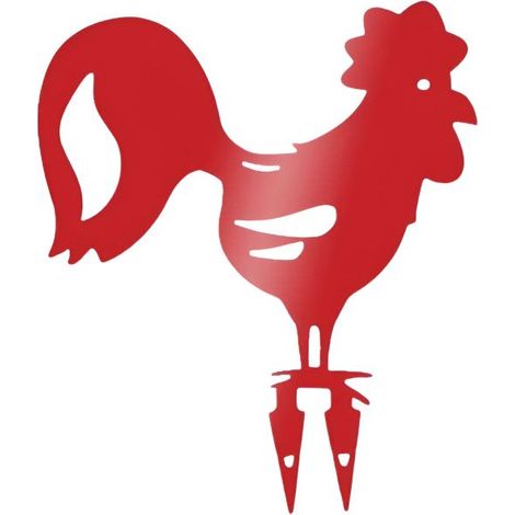 Coq décoratif en acier coloré sur pic (1/3)