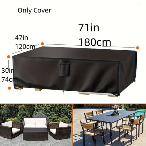Housse de protection pour mobilier d'extérieur, 1 pièce, modèle universel, compatible avec tables et chaises, en tissu 210D résistant et durable, dimensions : 108 x 120 x 74 cm (1/4)