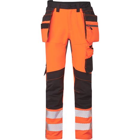 Pantaloni Dx4 ad alta visibilità con tasche flottanti rimovibili - Taglia 60 - Arancione/nero - Portwest