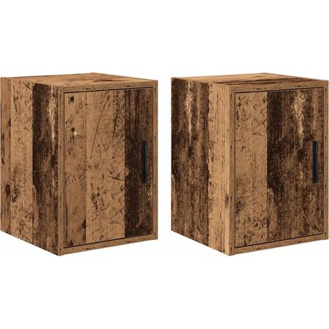 Lote de 2 armarios de pared para garaje 30 x 30 x 41 cm almacenamiento práctico acabado vintage de madera contrachapada madera vieja 020051415 (1/5)