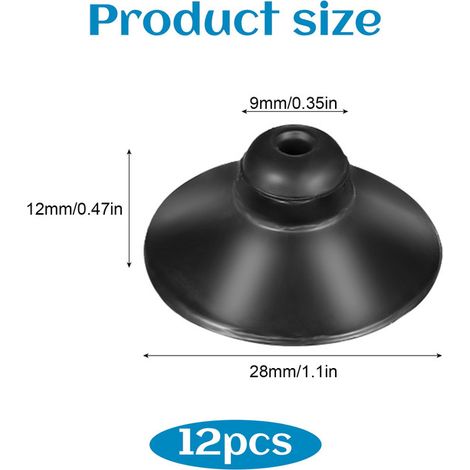 Ventouse pour Pompe d'Aquarium 28mm Noire Ventouses de Remplacement pour Filtre et Chauffage de Poisson Lot de 12