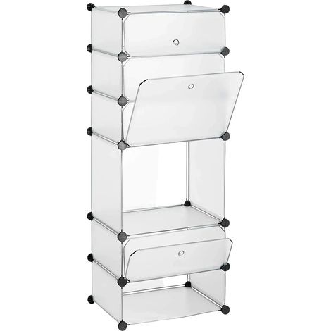 Mobile scarpiera 6 scomparti 126 cm plastica trasparente 1300016363