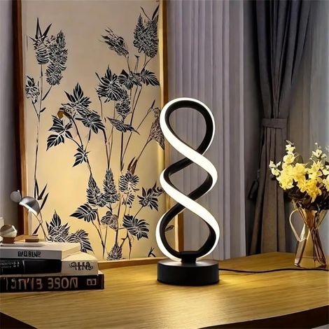 Lampe de table à LED moderne Lampes de bureau à spirale diminuables uniques avec 3 niveaux de couleur pour la chambre à coucher et le salon à côté lit