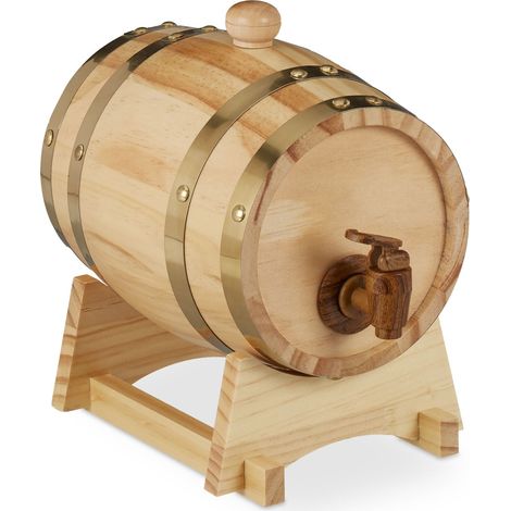 Botte in legno per liquori con rubinetto 1,25 l decorazione cucina salotto in legno naturale 130008005