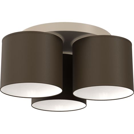 Plafonnier moderne Arden 3xE27 beige et marron en tissu Luminex (1/2)
