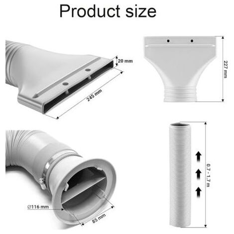 Kit Fenetre Pour Climatiseur Mobile,Tuyau D'éVacuation D'Air Pour Climatiseur, DiamèTre 105 Mm, Longueur RéGlable De 0,7 à 1,7 M,Pour Climatiseurs,Hottes De Cuisine (1/5)
